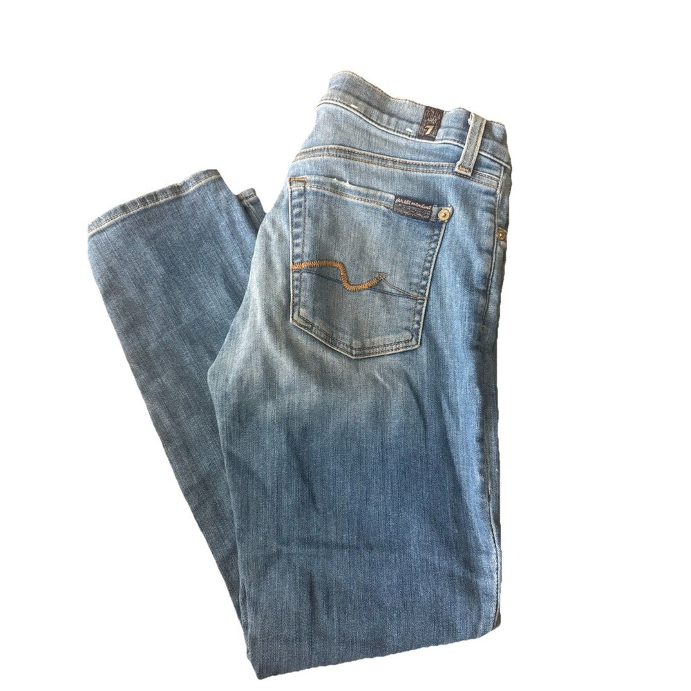 7 For All Mankind Jeans Women Ankle Size 6 Low rise Medium Wash Slim Stretch